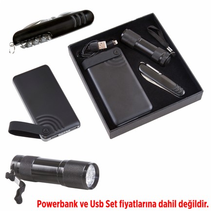 PR 850 Hediyelik Set (Powerbank,Fener,Çakı)