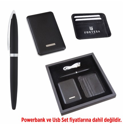 PR 858 Hediyelik Set (Powerbank,Kartvizitlik,Pen)