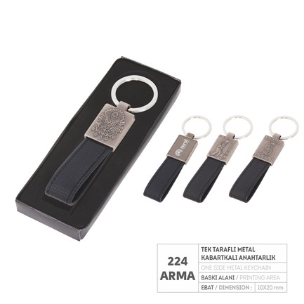PR 224-ARMA Tek Taraflı Metal Kabartmalı Anahtarlık (Kutulu)