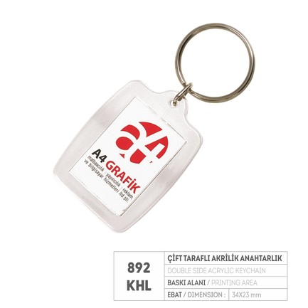 PR 892-KHL Çift Taraflı Kristal Anahtarlık
