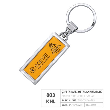 PR 803-KHL Çift Taraflı Krom Kaplama Metal Anahtarlık 