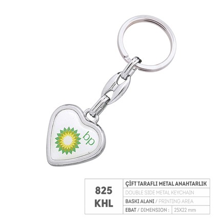 PR 825-KHL Çift Taraflı Krom Kaplama Metal Anahtarlık